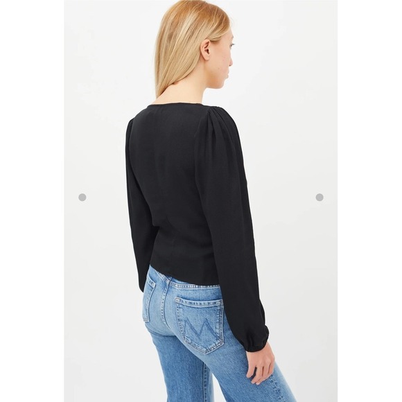 Reformation Black Nell Long Sleeve Henley v neck boho minimalist xs - Picture 2 of 8